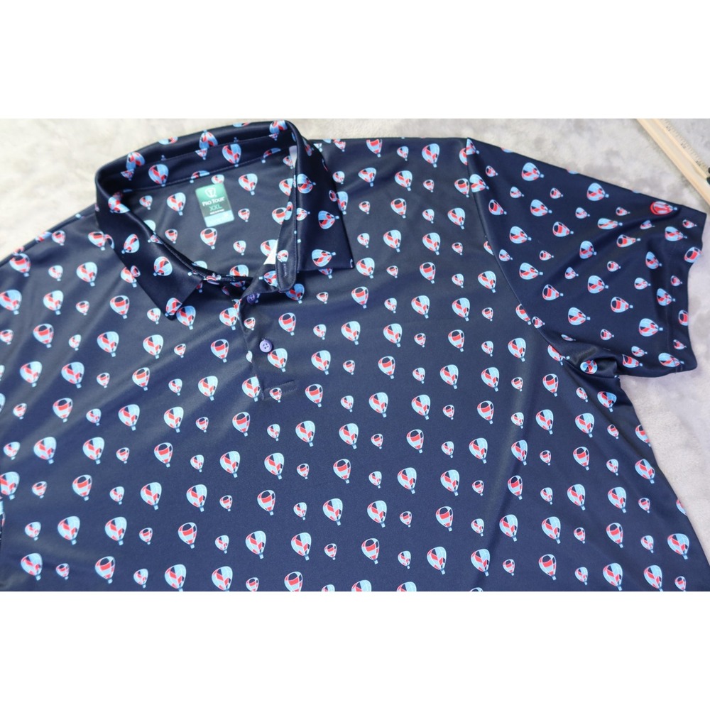 Pro Tour Coolplay Blue Golf Polo Shirt Men's‎ Size XXL 2XL Hot Air Balloon